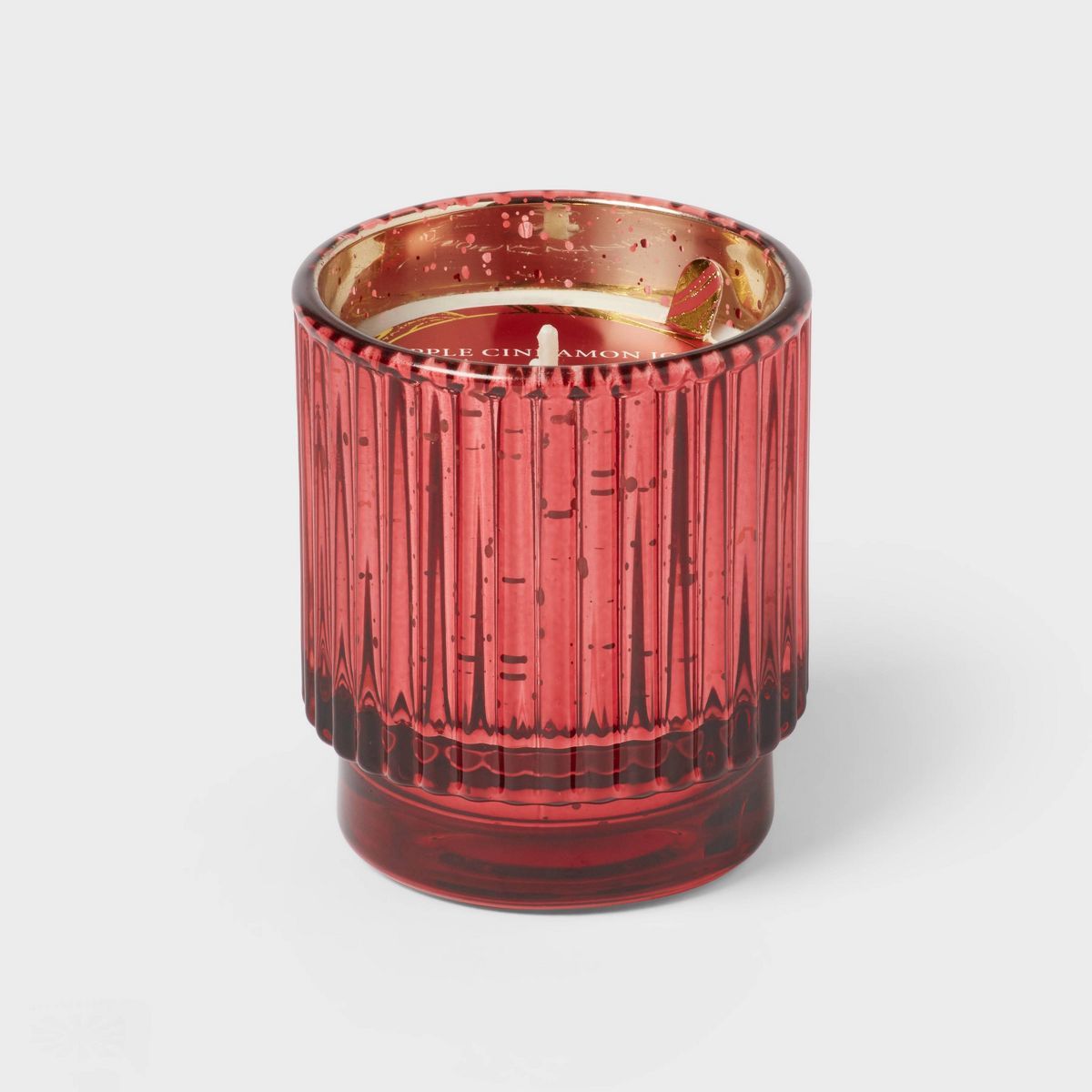Ribbed Mercury Glass Apple Cinnamon Footed Jar Candle Red - Threshold™ | Target