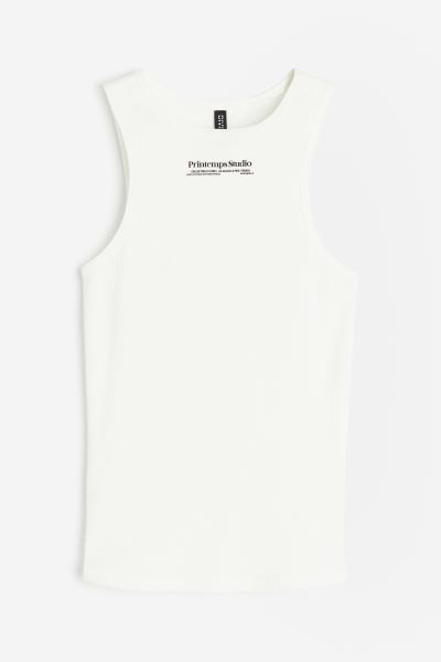 Ribbed Tank Top - Cream/Printemps Studio - Ladies | H&M US | H&M (US + CA)