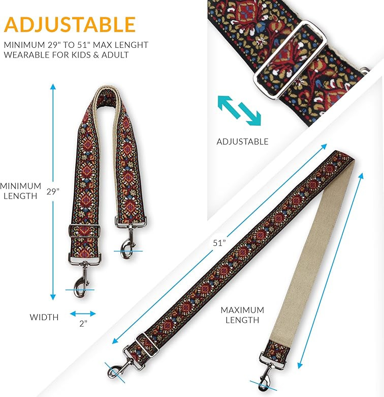 Vintage Handbag Strap&Purse Strap Replacement-Woven Guitar Strap Styled Shoulder&Crossbody Adjustabl | Amazon (US)