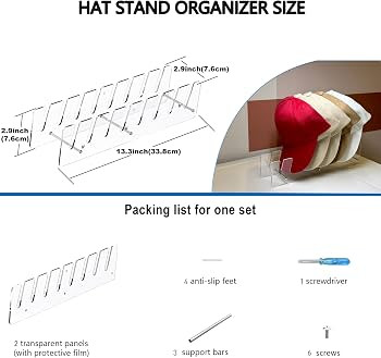 CARUUYI Hat Organizer for Baseball Caps, 2 Pack Clear Acrylic Hat Rack | Amazon (US)