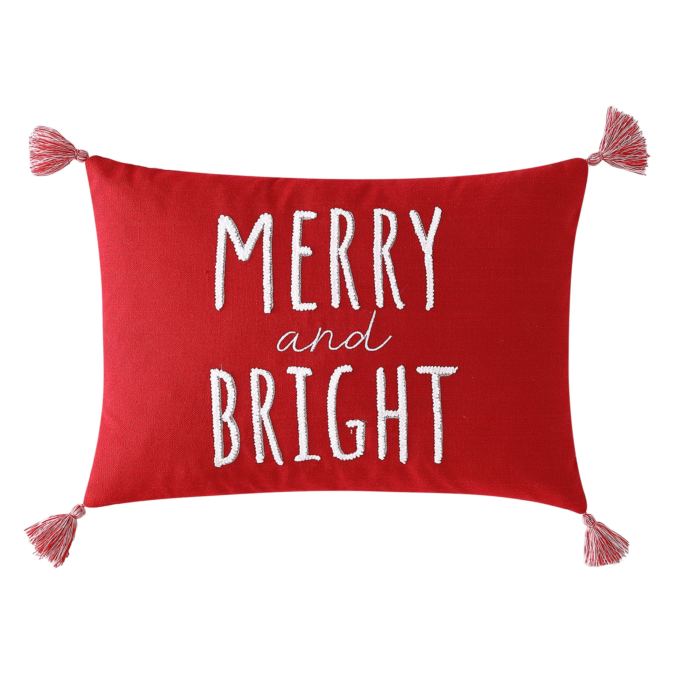 Mainstays, Merry Bright Decorative Throw Pillow, Red, 14" x 20", Oblong, 1 Pack | Walmart (US)