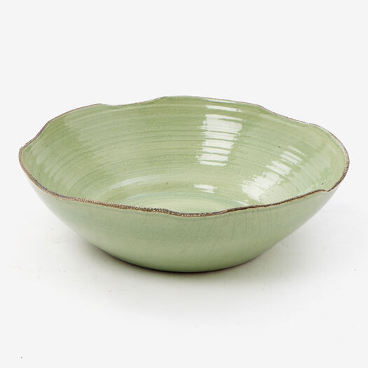 Green Glazed Dish Vase 43x43cm | TK Maxx
