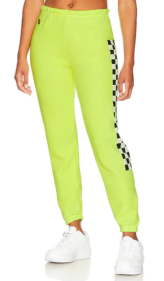 Check Leg Sweatpant in Neon Yellow | Revolve Clothing (Global)
