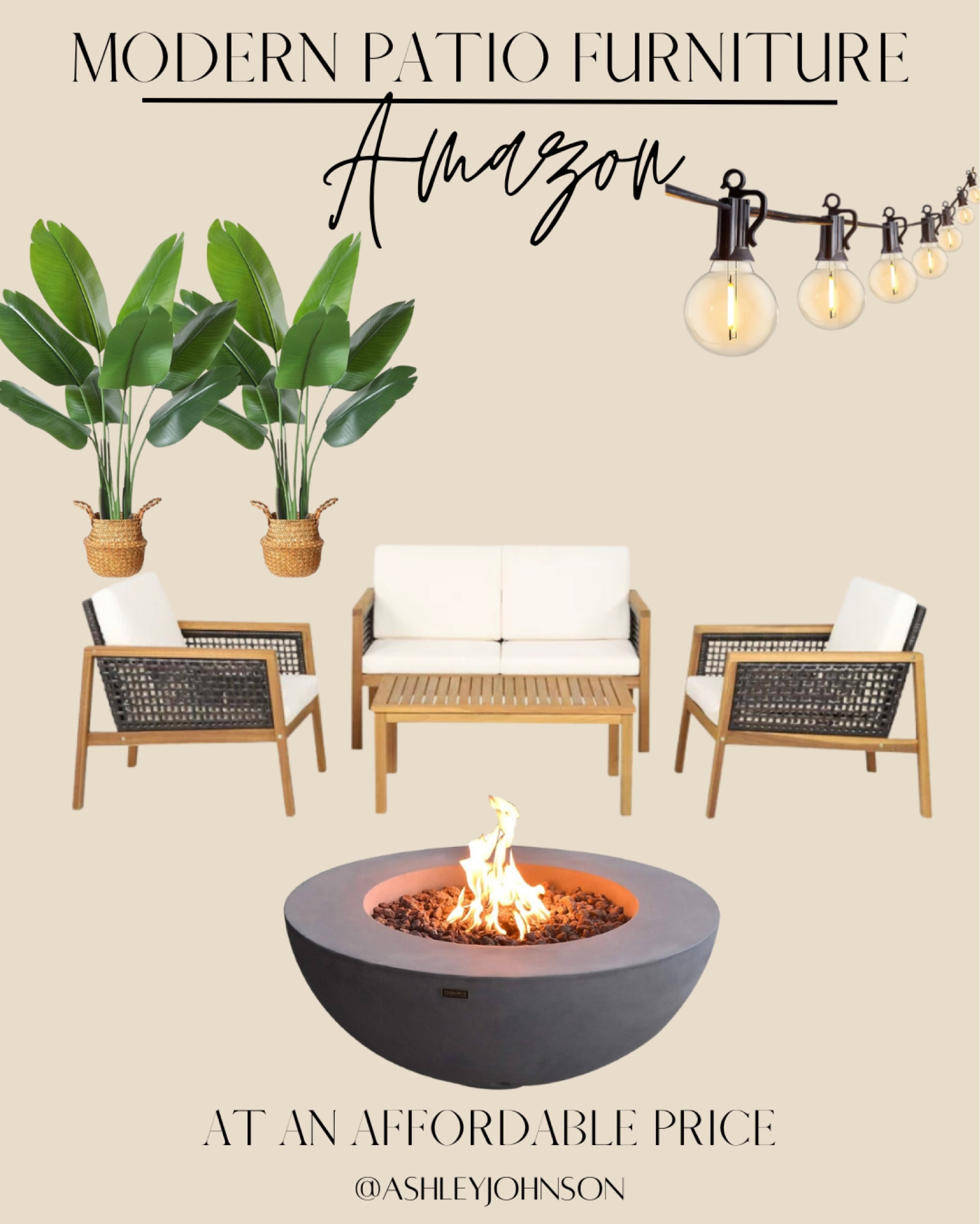 Affordable Modern patio furniture. Wood patio furniture. Amazon patio furniture. Outdoor plants. Concrete fire pit. Modern backyard ideas. #modernpatio #patiofurniture #roundfirepit #cementfirepit #highendpatiofurniture

#LTKSeasonal #LTKhome #LTKstyletip