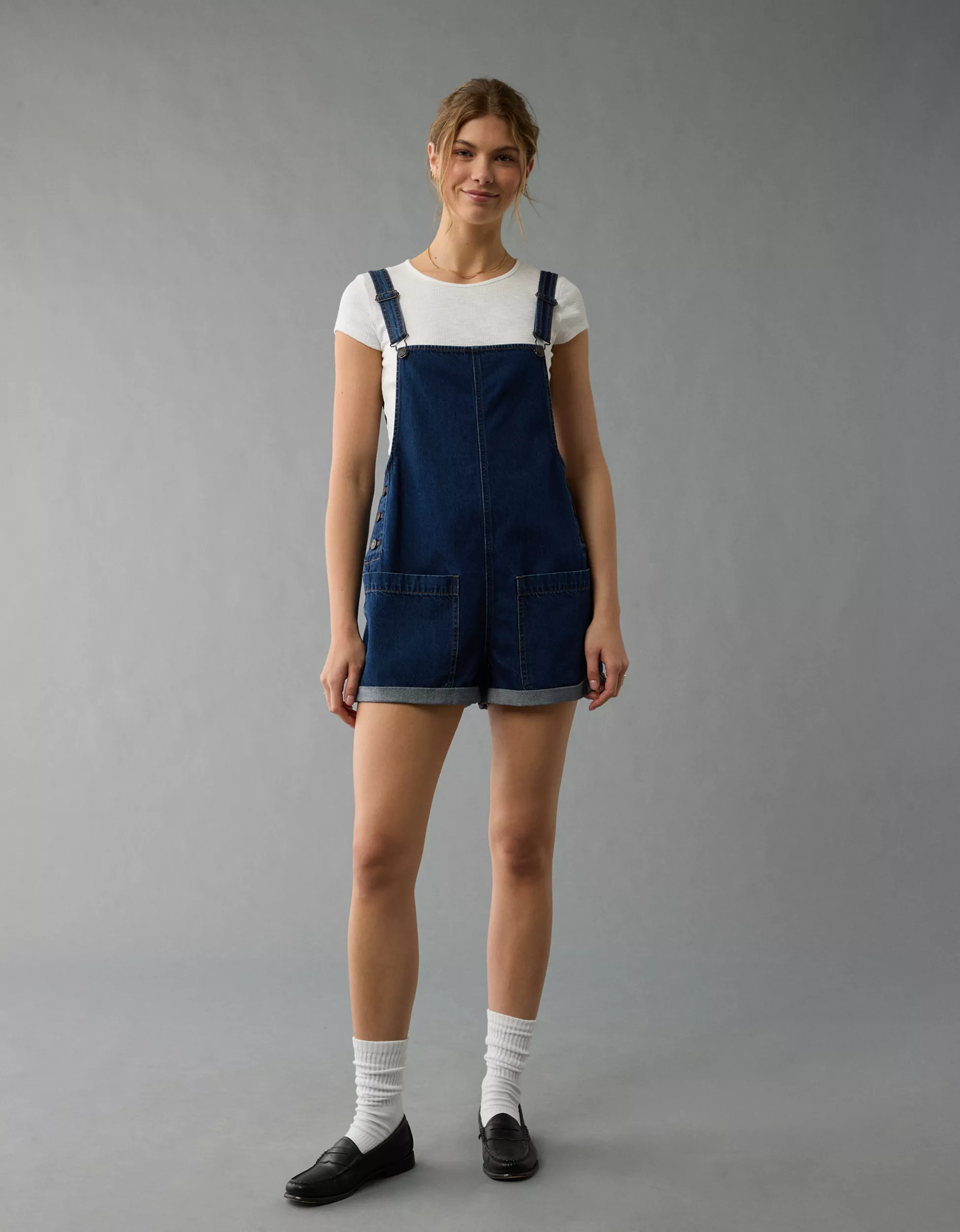 AE Easy Baggy Denim Short Overall | American Eagle Outfitters (US & CA)