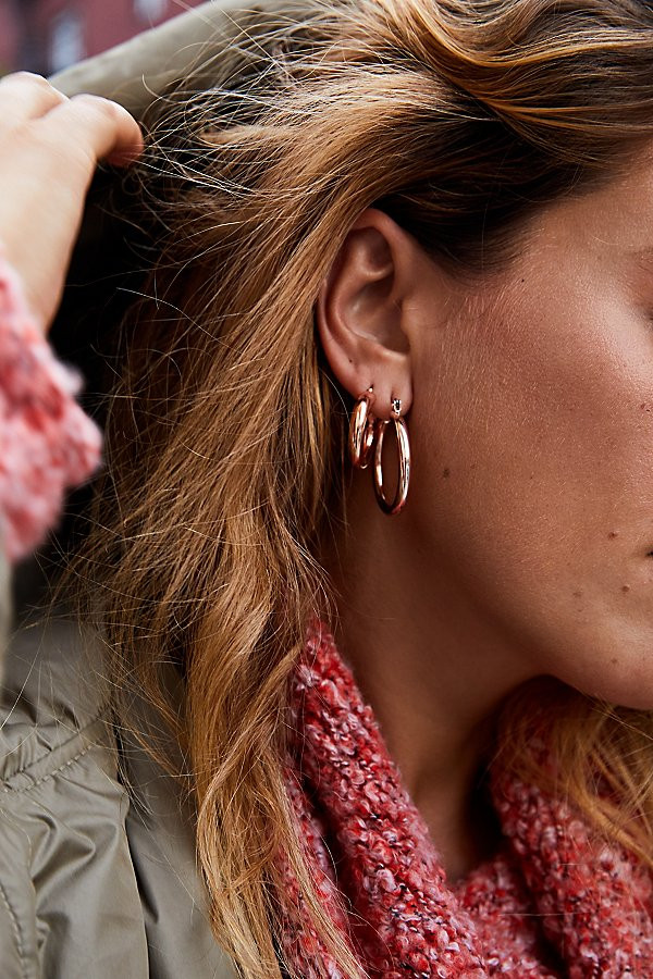 Classic Tube Hoop Earring Set by Free People, Rose Gold, One Size | Free People (Global - UK&FR Excluded)