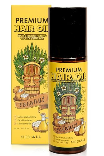 MED:-ALL MEDIALL Premium Hair Oil for Frizzy & Damaged Hair |Hair Regrowth Tonic | Hydrating & Moisturizing Hair Growth Serum w/Coconut, Argan, Avocado, Camellia Seed & Olive Oils (1.85 fl oz) | Amazon (US)