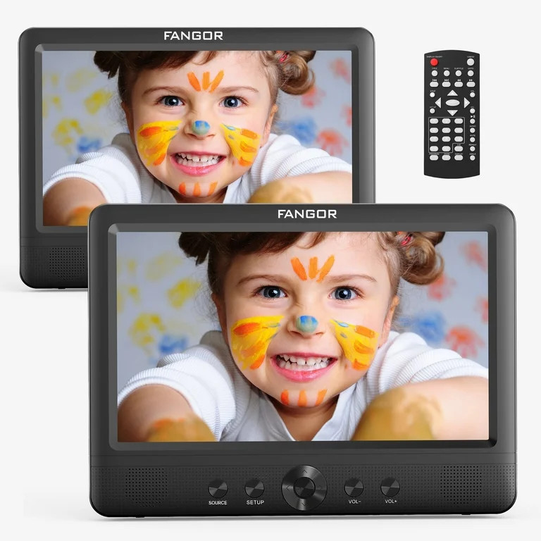 FANGOR 10.5" Dual Screen Portable DVD Player for Car with HD Display, Black - Walmart.com | Walmart (US)