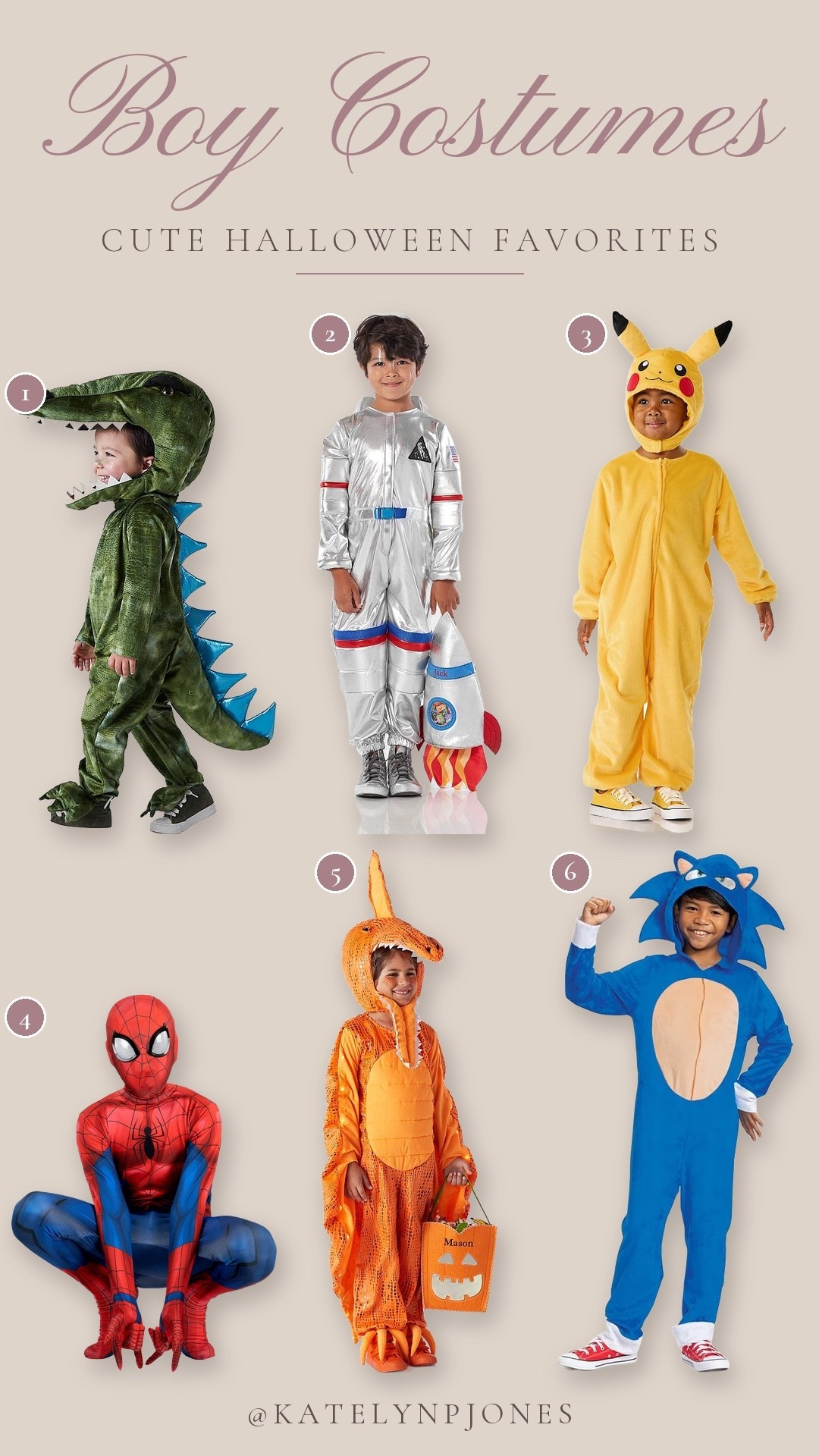 Halloween costume ideas for boys! 🎃 Rounded up these fun finds- Spider-Man, Sonic, Pokémon, dinosaurs and an astronaut! Which one would your little guy pick? Shop them all below!

boys Halloween costumes, kids Halloween costumes, Spider-Man costume, Sonic costume, Pikachu costume, Charizard costume, dinosaur costume, astronaut costume. 
#LTKKids #LTKFamily #BoysHalloweenCostumes #KidsHalloweenCostumes #Halloween