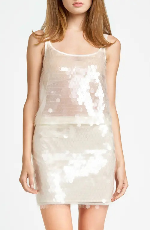 WAYF x CHÉRIE MADELEINE Je T'Aime Miniskirt in Cream at Nordstrom, Size X-Small | Nordstrom