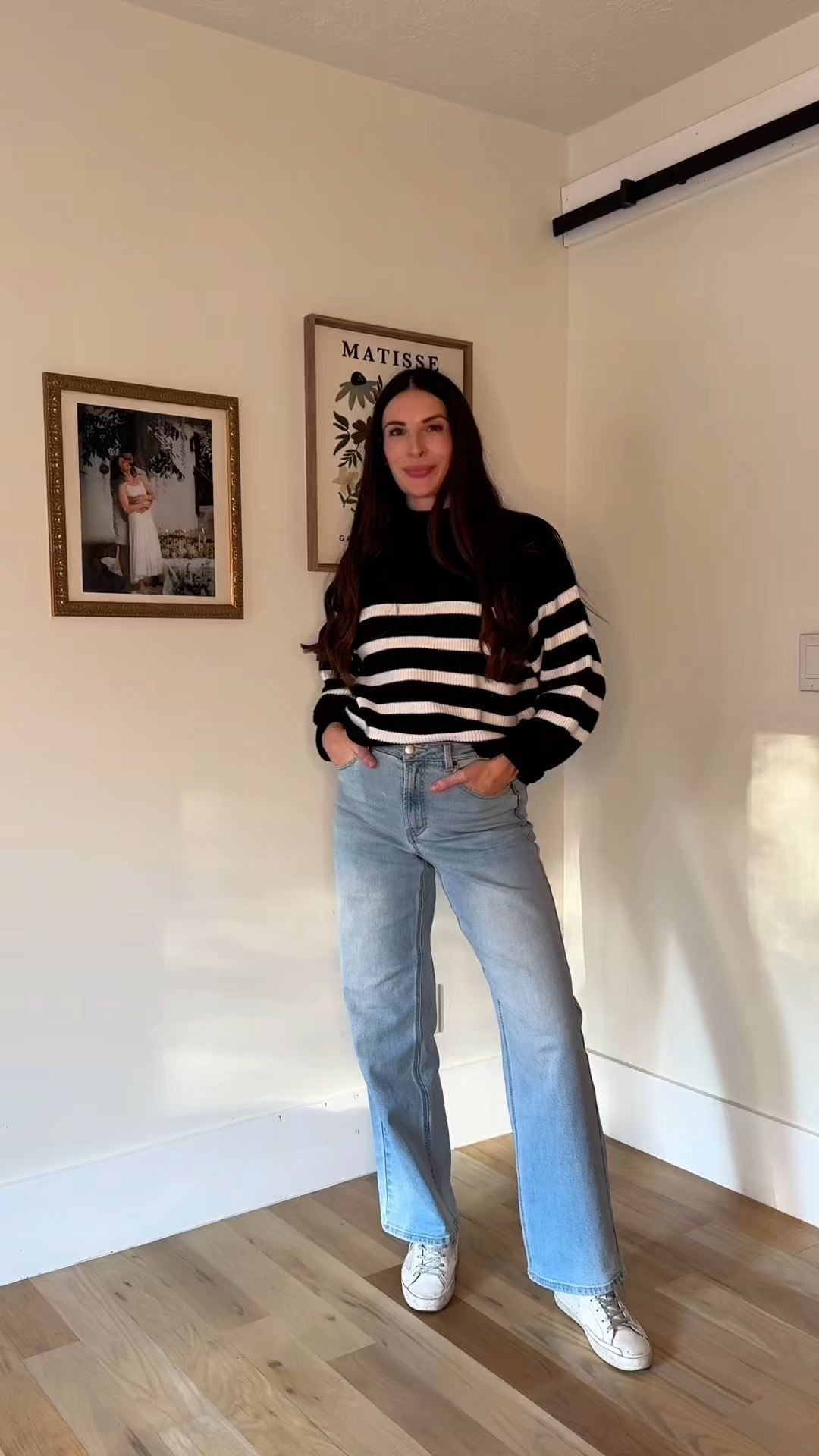 elevated fall + winter outfit inspo with @78andsunnyapparel  🍂🌲☕✨🧣

I sized up to an 8 in the jeans because I’m 20 weeks pregnant! Weston size medium with both the jacket and white button-down.

#LTKHoliday #LTKBump #LTKStyleTip