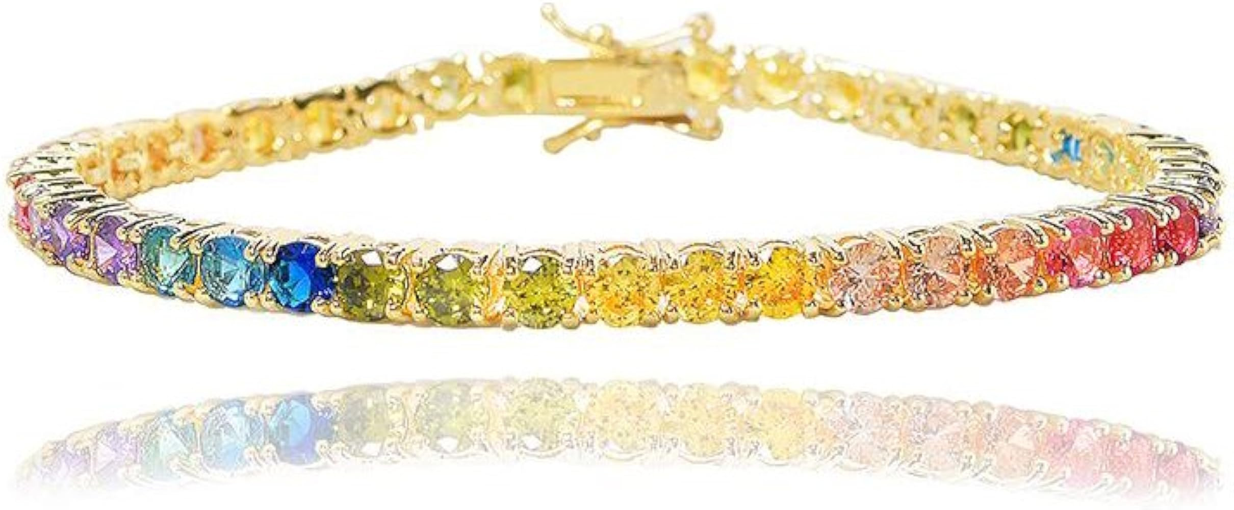 NYC Sterling Women's 4mm Cubic Zirconia Round Rainbow Pride Collection Tennis Bracelet | Amazon (US)