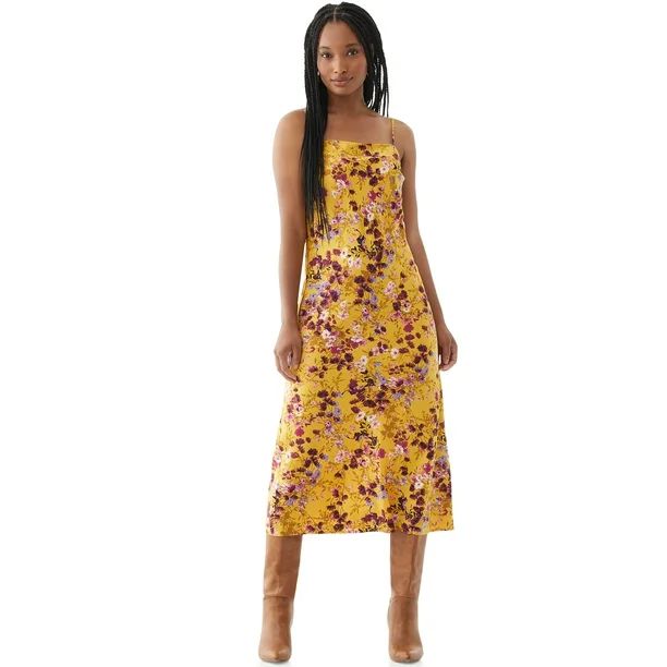 Scoop Women's Printed Midi Slip Dress | Walmart (US)
