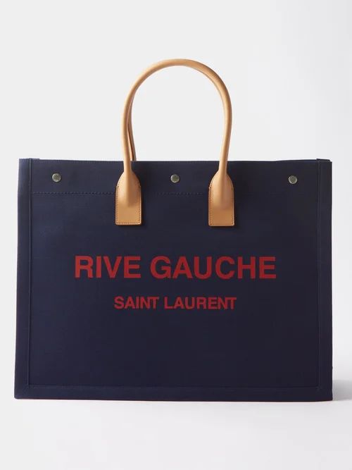 Saint Laurent - Rive Gauche Canvas Tote Bag - Mens - Navy Multi | Matches (UK)