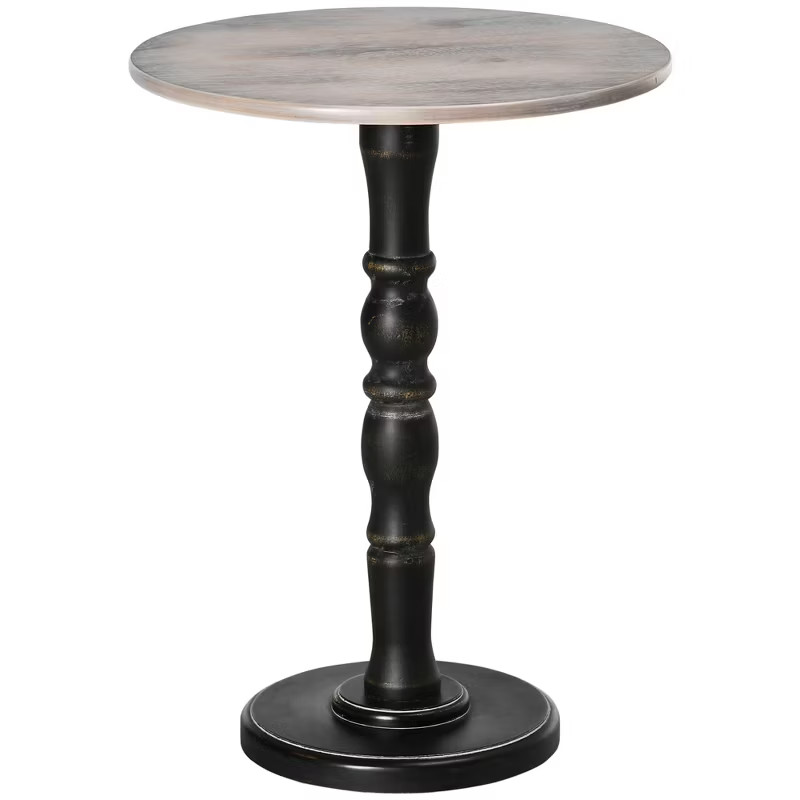HOMCOM Pedestal Side Table with Round Tabletop, Rustic End Table with Solid Wood Leg for Living R... | Target