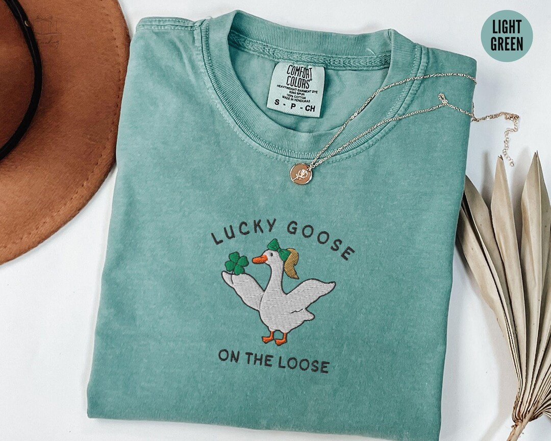 Embroidered Silly Goose Lucky Shirt St Patricks Day Shirt, Shamrock Shirt, Four Leaf Clover Cute ... | Etsy (US)