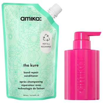 The Kure Bond Repair Refillable Conditioner Bottle and Pouch Set - amika | Sephora | Sephora (US)