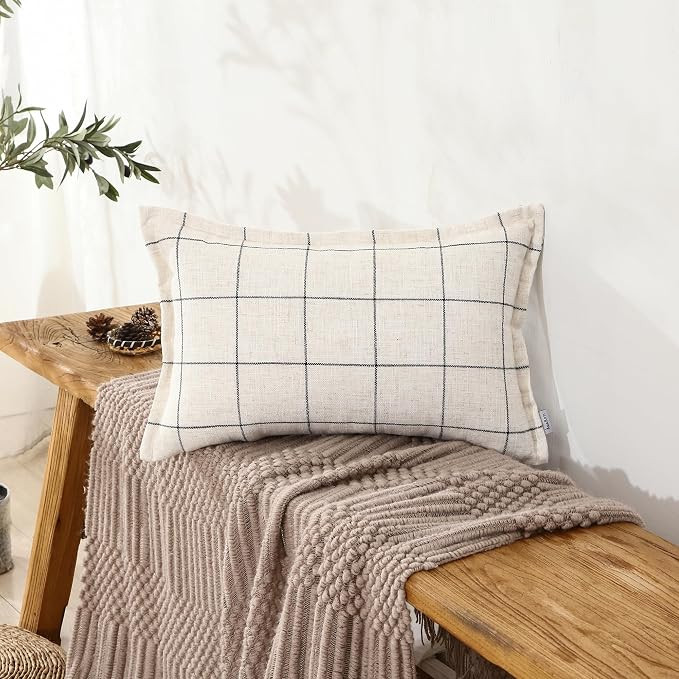 Quality Plaid White and Black Checked Pillow Bohemian Style, Back Hidden Zipper Design More Like ... | Amazon (US)