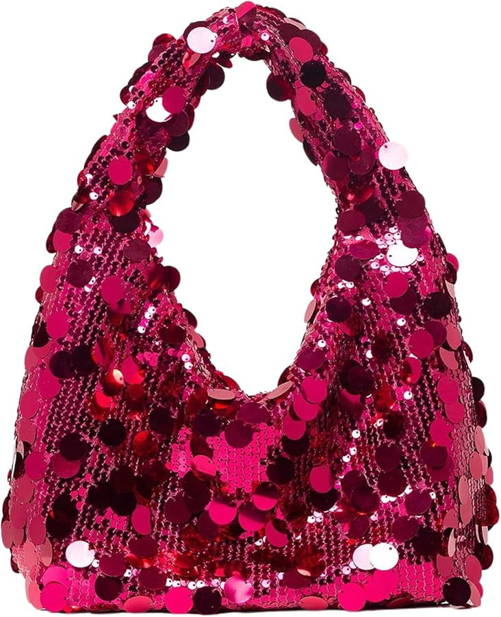 MakeMeChic Women's Sequin Evening Bag Glitter Sparkling Party Clutch Handle Bag Elegant Handbag | Amazon (US)