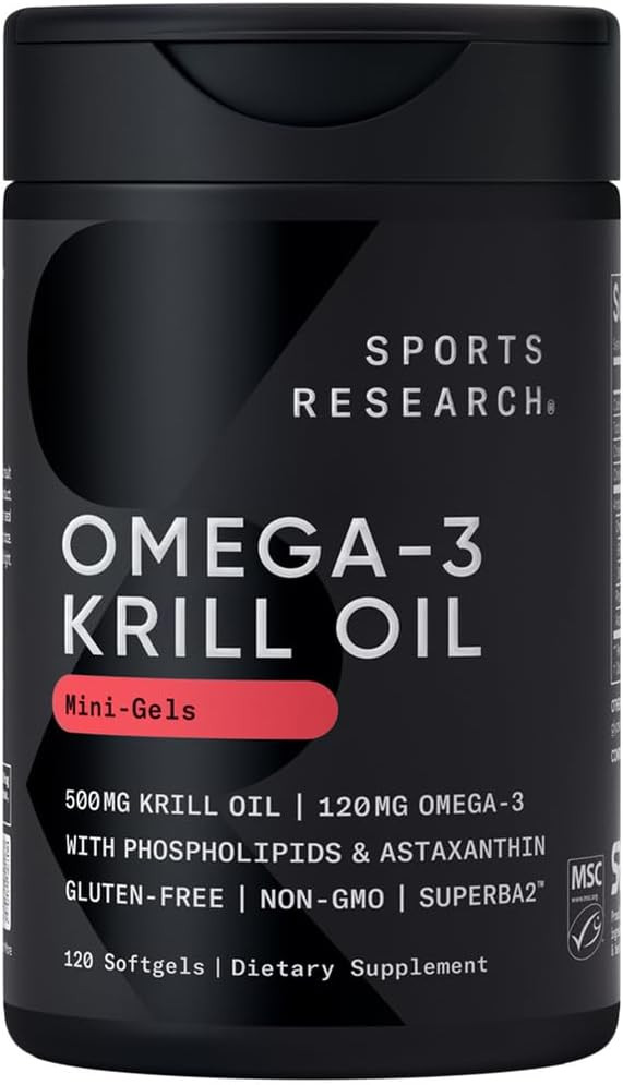 Sports Research Krill Oil Supplement with EPA & DHA Omega 3, Phospholipids & Astaxanthin from Ant... | Amazon (US)