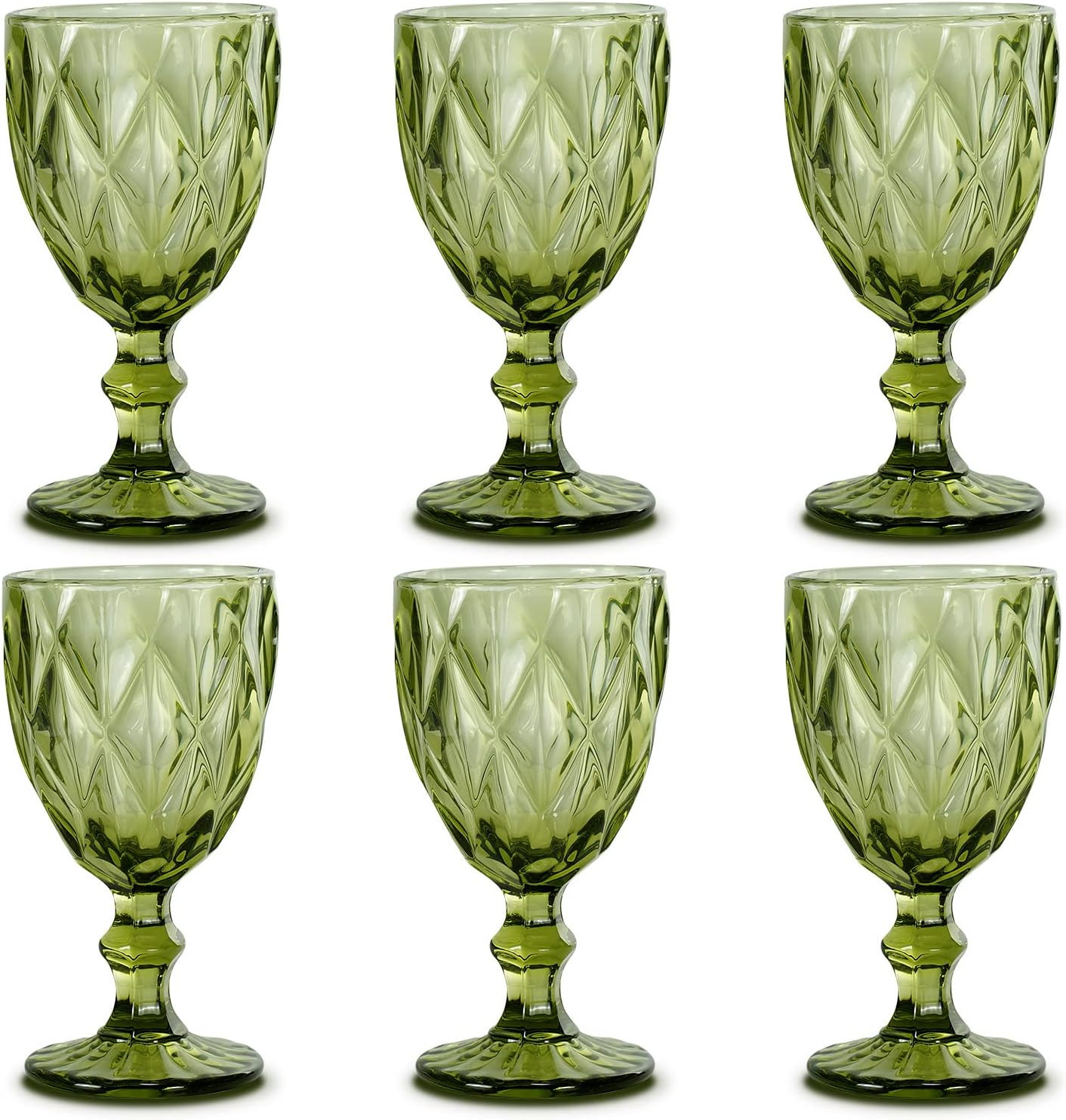 Colored Wine Glass Goblet Set of 6, 10 Oz Green Vintage Glassware, Thickened Wine Glasses Drinkin... | Amazon (US)