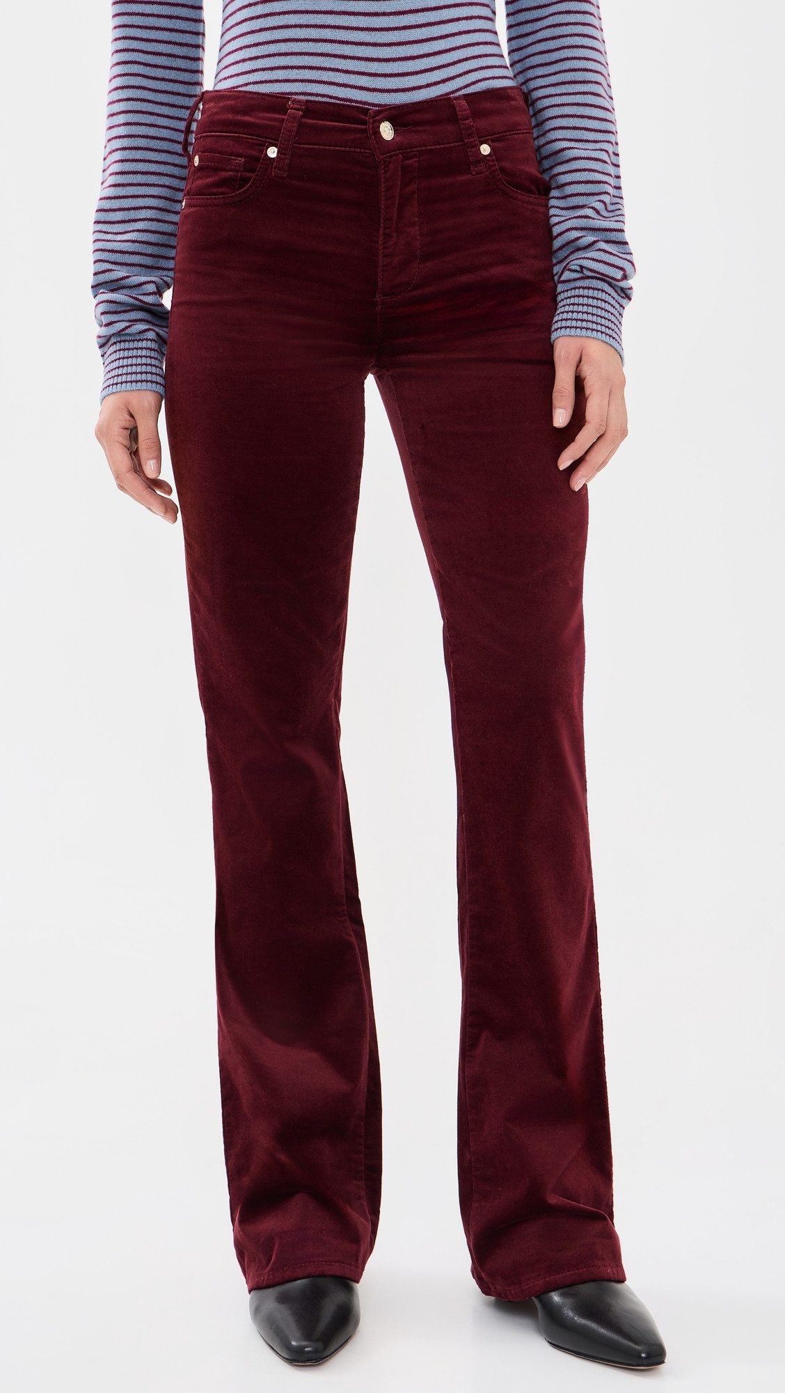 7 For All Mankind The Leggy Bootcut Pants Velvet Burgundy 29 | Shopbop