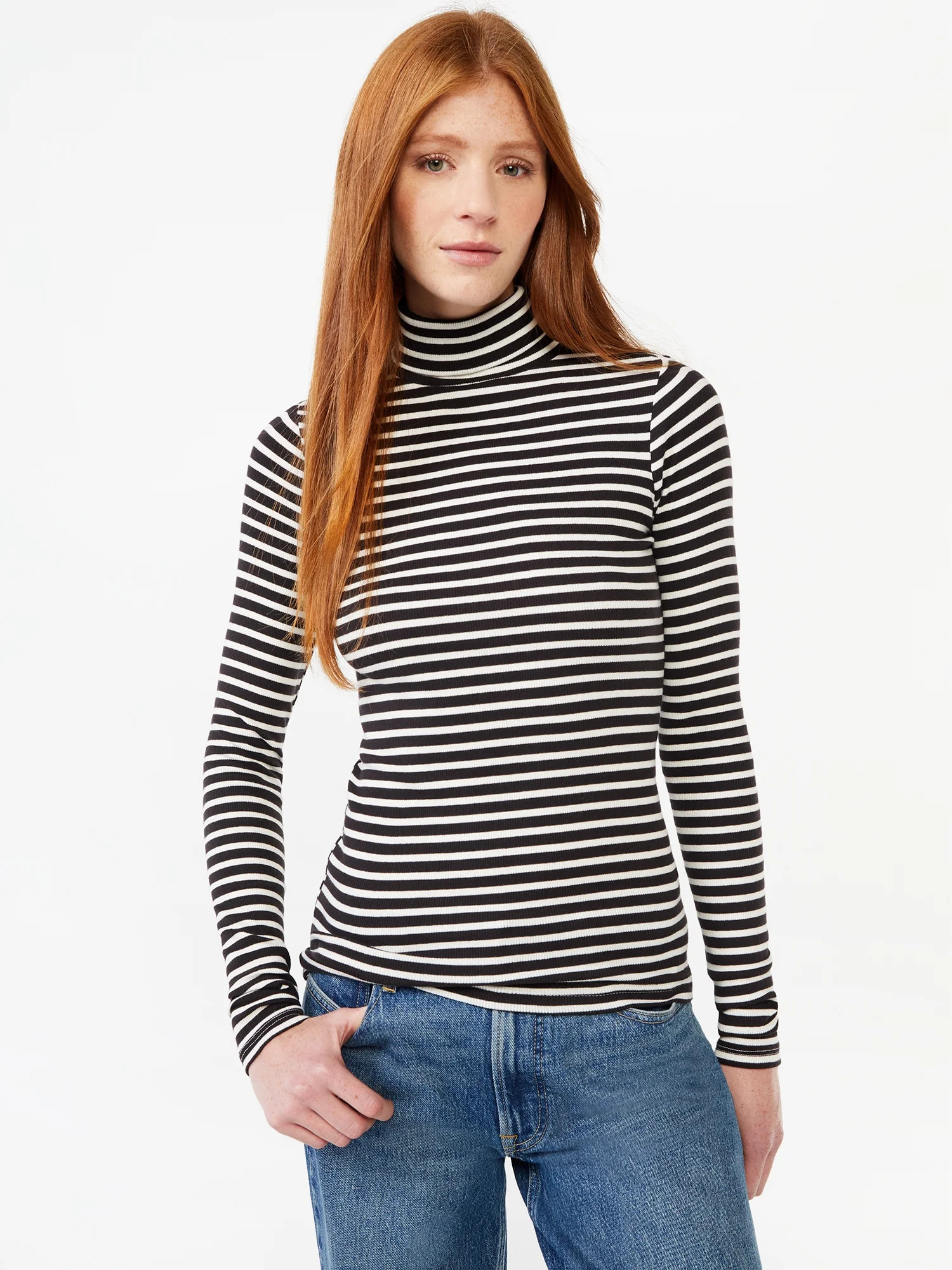 Free Assembly Women's Fine Rib Turtleneck Sweater, Lightweight - Walmart.com | Walmart (US)