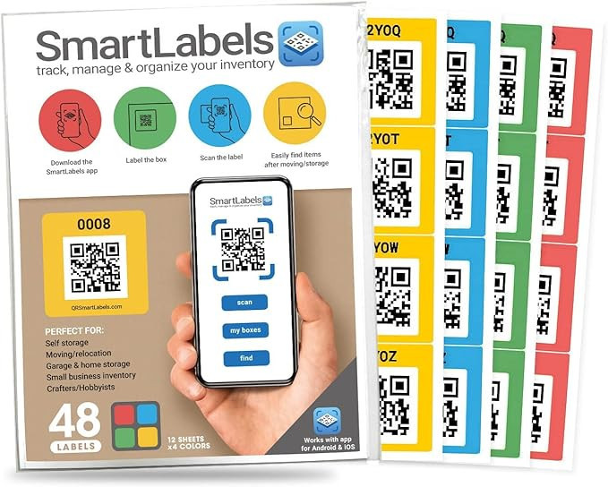 QR Code Smart Labels | Color Coded Scannable Stickers for Storage Bins, Moving Containers & Organ... | Amazon (US)