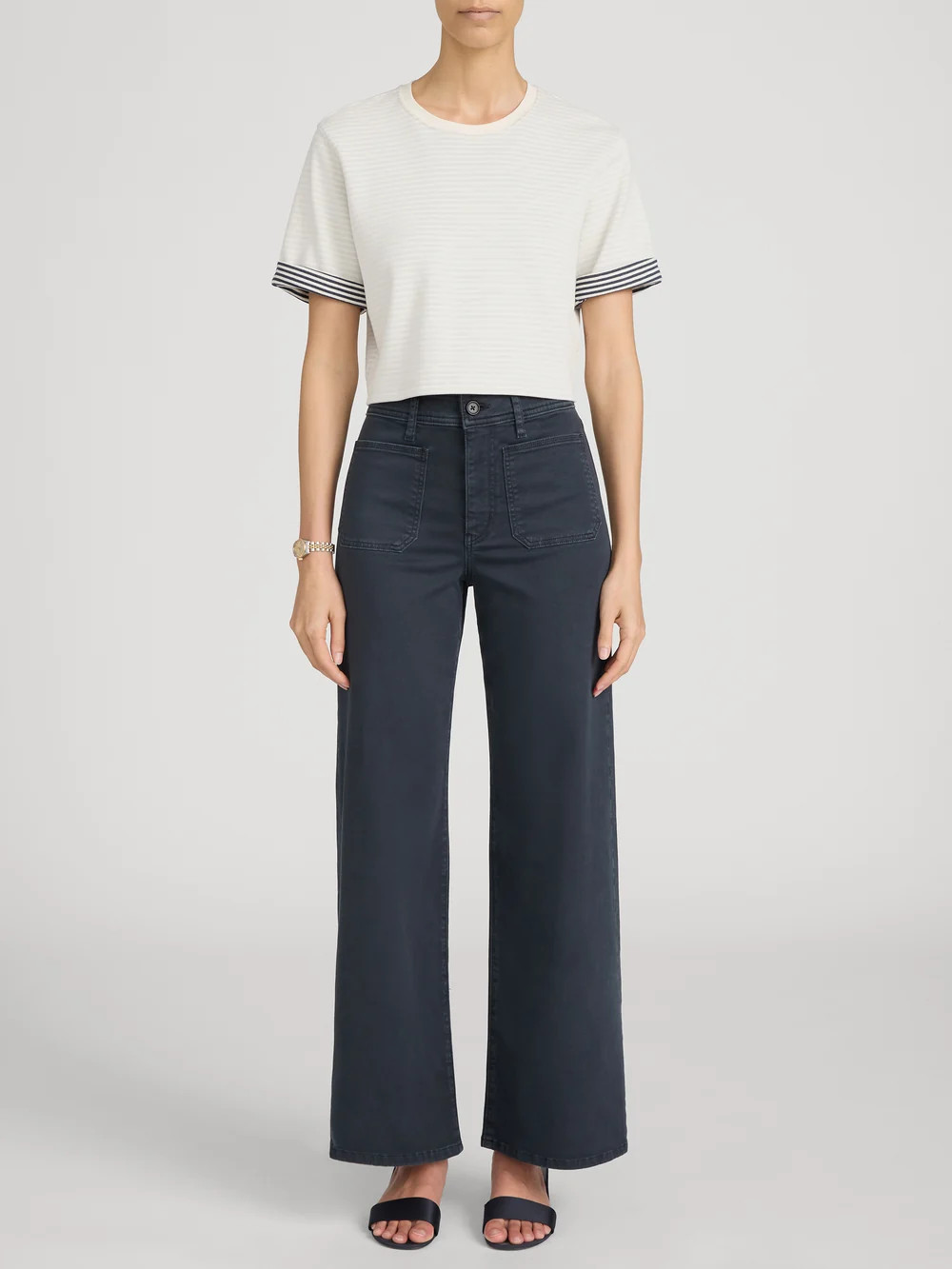 Le Slim Palazzo Harbor Pocket -- Navy | Frame Denim