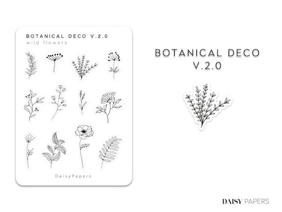 Botanical Deco V.2.0 - Wild Flowers | Planner Stickers | Neutral Color Stickers | Bullet Journal ... | Etsy (US)
