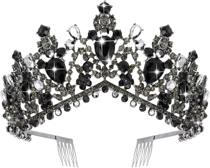 TOBATOBA Black Crown Black Tiaras for Women, Halloween Gothic Crown, Womens Black Halloween Costu... | Amazon (US)