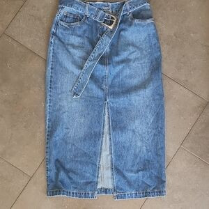Denim Midi Skirt with Belt | Poshmark