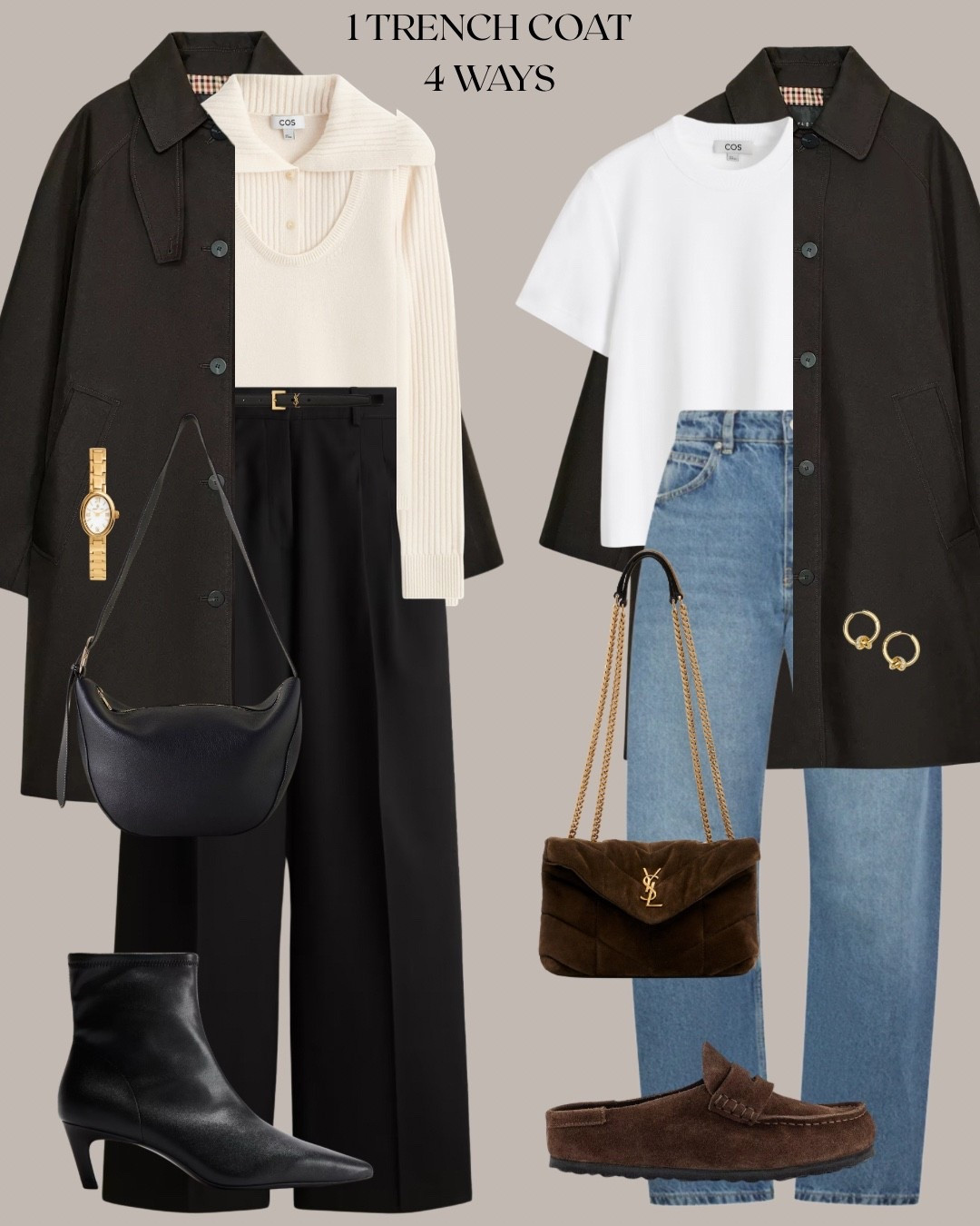 The gorgeous chocolate trench coat styled - a workwear look with boots and a casual spring daytime look with the Birkenstock Naples

#LTKeurope #LTKstyletip #LTKmodest