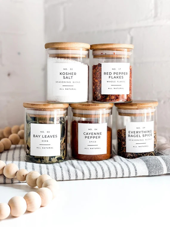 Modern Spice Labels in White | Water & Oil Resistant | Minimalist Spice Jar Organization | High C... | Etsy (US)