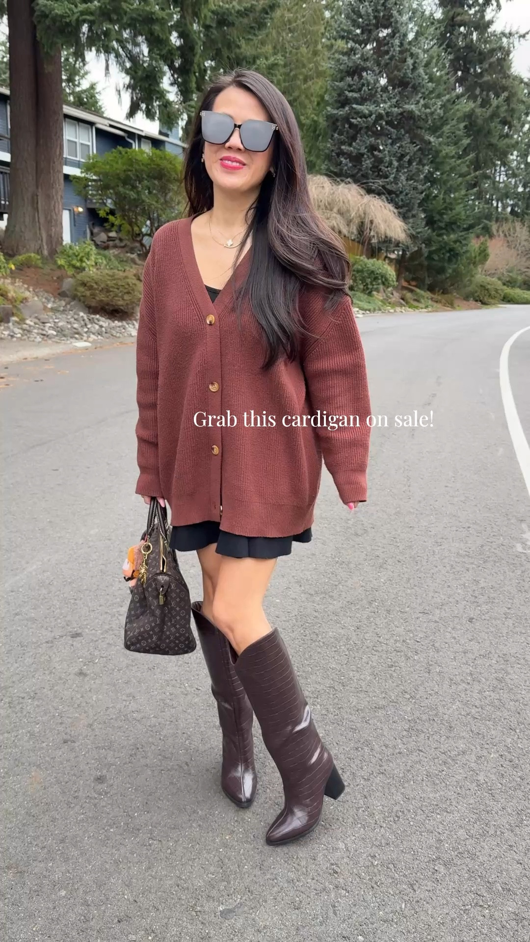 Oversized cardigan, skirt and tall boots is such an easy winter outfit idea!

#LTKPetite #LTKSeasonal #LTKOver40