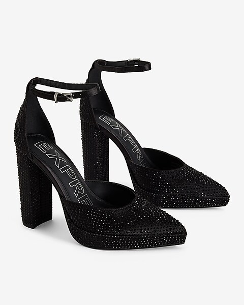 Rhinestone Closed Pointed Toe Platform Pumps | Express