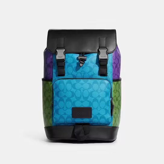 Track Backpack In Blocked Signature Canvas | Coach Outlet