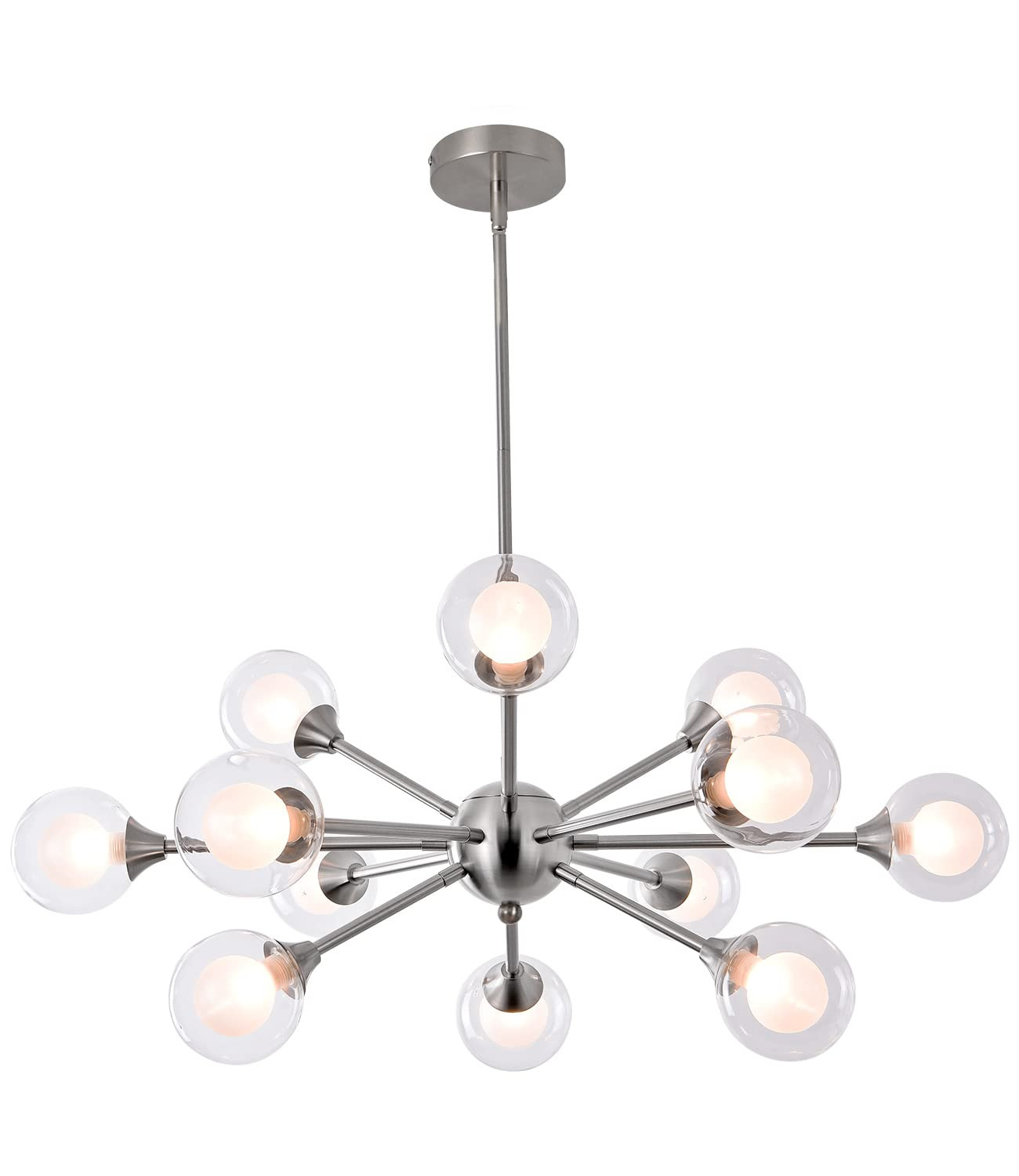 Sputnik Chandelier Brushed Nickel Dining Room Lighting Fixtures Modern Bubble Glass Ball 12 Light... | Amazon (US)