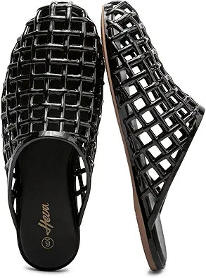 HEVA Women's Jelly Slide Sandals | Closed Toe Clear Mesh Hollow Slides,Lightweight Non Slip Summe... | Amazon (US)