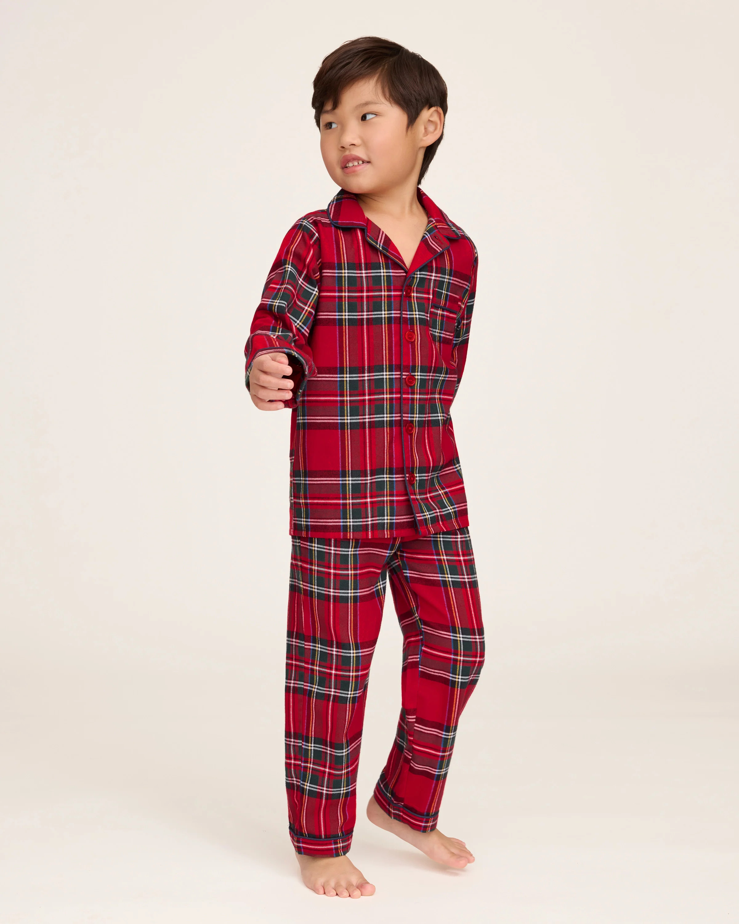 Kid's Brushed Twill Pajama Set in Imperial Tartan | Petite Plume