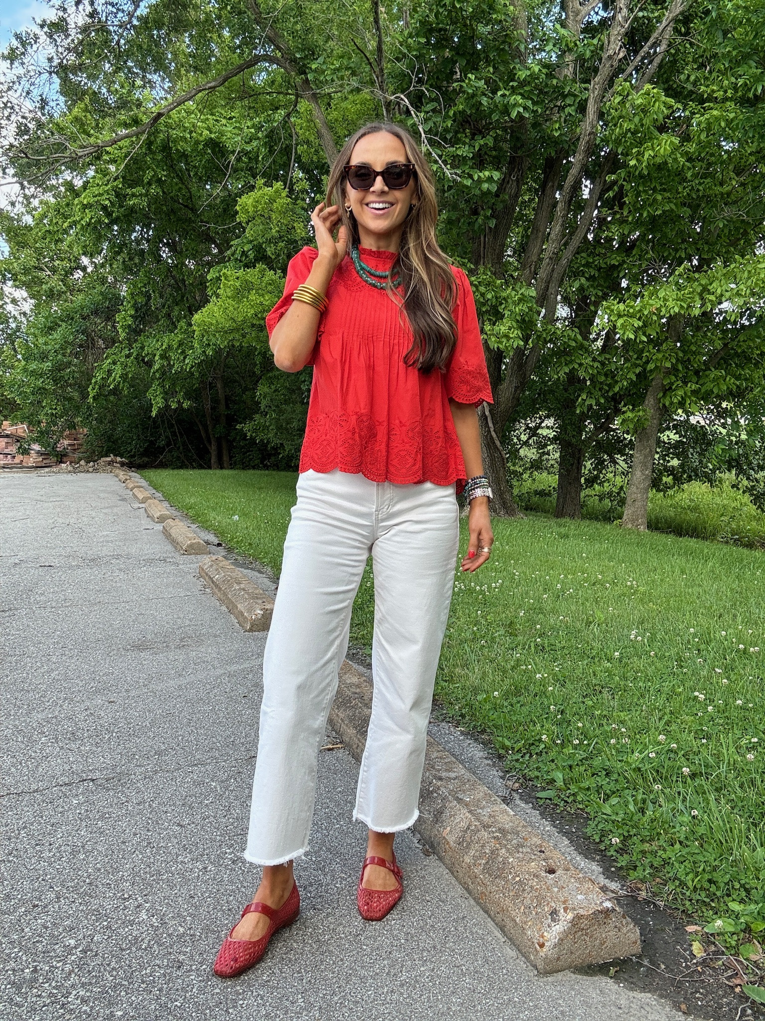 Catch me in this color combo all summer- love a bright red top so much! @Madewell

#LTKgrwm