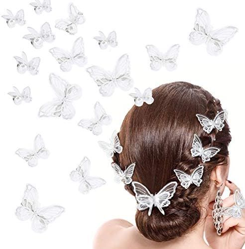 18 Pieces Butterfly Hair Clip Lace Hair Bows Embroidery Butterfly Hair Pins Hair Accessories for ... | Amazon (US)