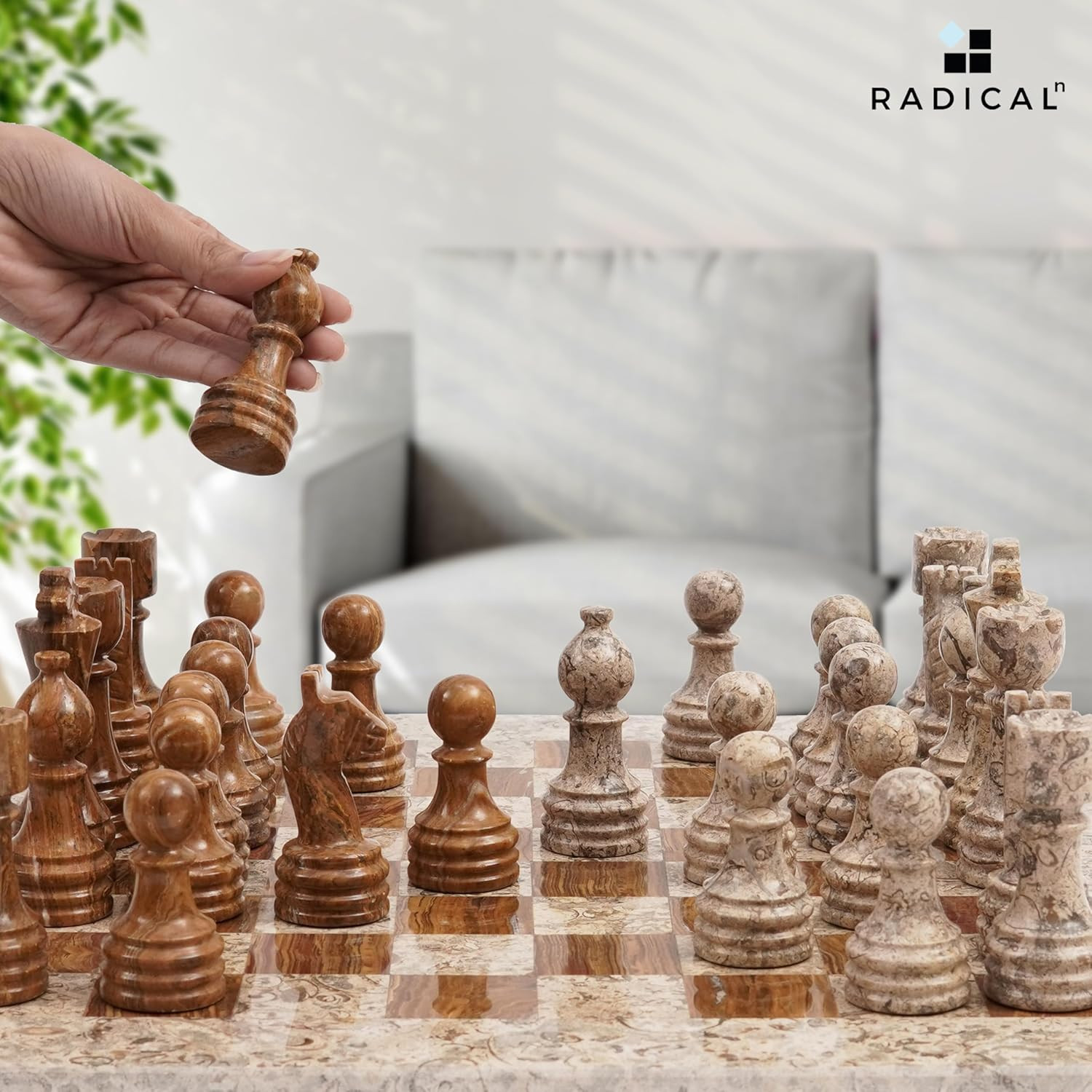 Radicaln Marble Chess Set 15" Inches Coral and Dark Brown Handmade Luxury Board Games for Adults,... | Amazon (US)
