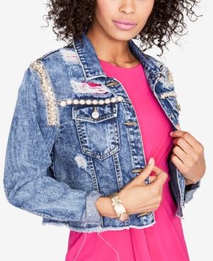 Rachel Rachel Roy Embellished Cropped Denim Jacket, Created for Macy's | Macys (US)