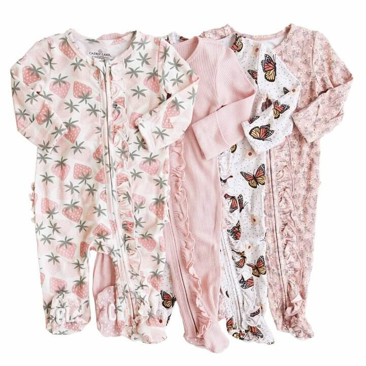Ruffle Zipper Footies for Girls | Caden Lane