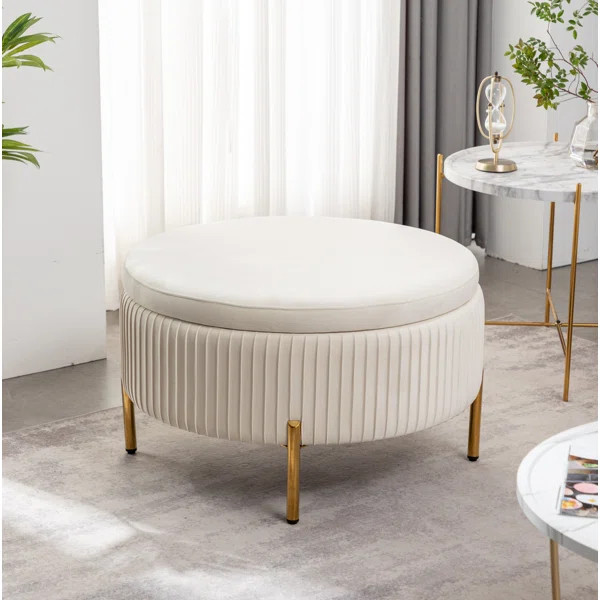 Mariantonietta Upholstered Round Storage Ottoman | Wayfair North America