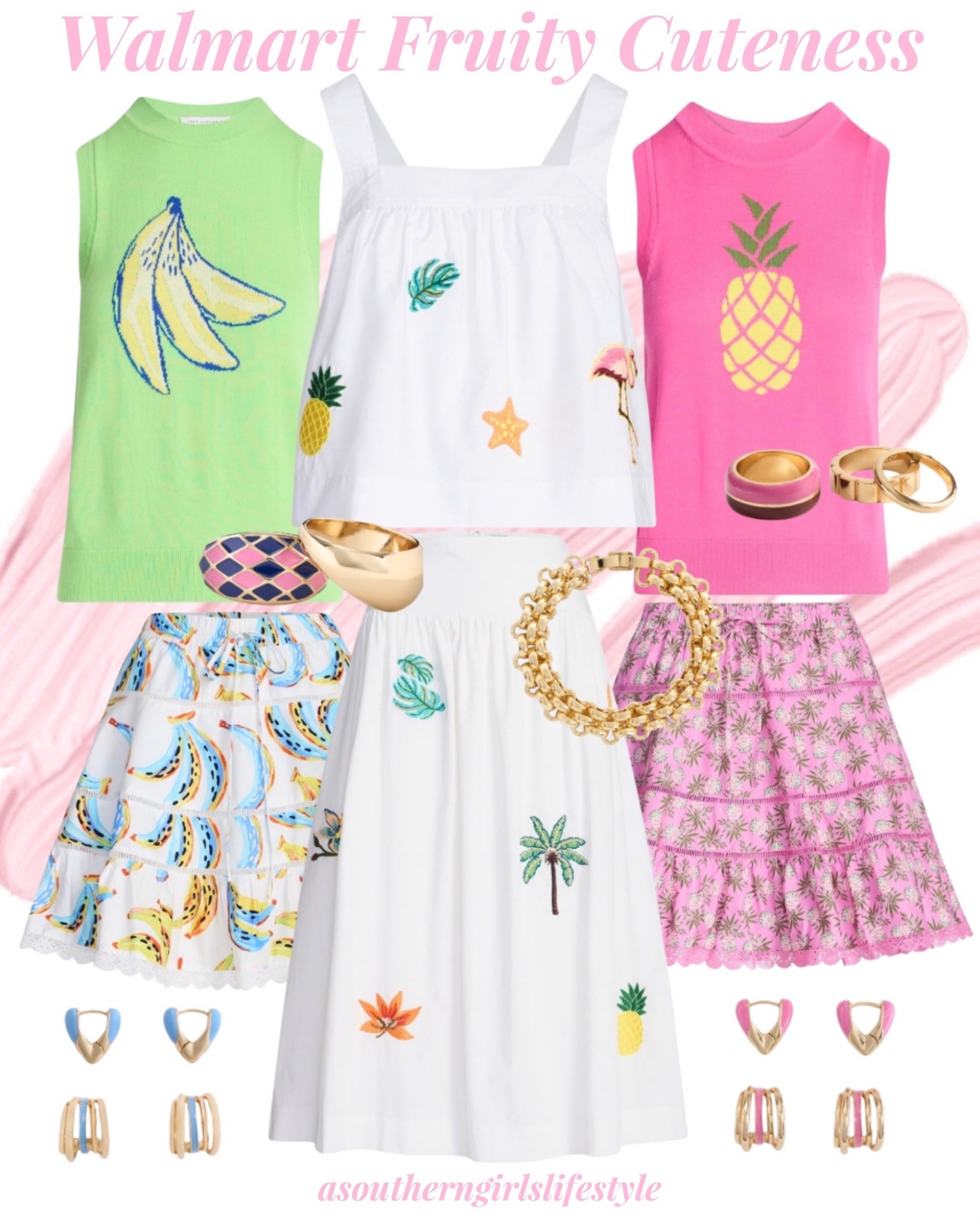 New Walmart Fruit Tops & Skirt Sets with matching jewelry!

Green with Bananas Sleeveless Top, Tiered Banana & Lace Skirt, White Embroidered Poplin Top, White Embroidered Skirt, Pink Pineapple Sleeveless Top, Pink Tiered Pineapple & Lace Skirt, Hoop Earring Sets, Ring Sets & Gold Bracelet 

Summer Outfits. Vacation Outfit Beach.

#LTKSeasonal #LTKootd #LTKPetite