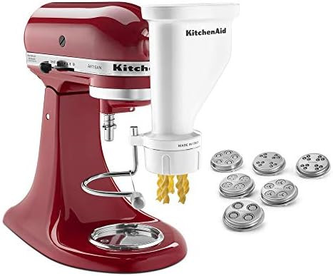 KitchenAid KSMPEXTA Gourmet Pasta Press Attachment with 6 Interchangeable Pasta Plates, White | Amazon (US)