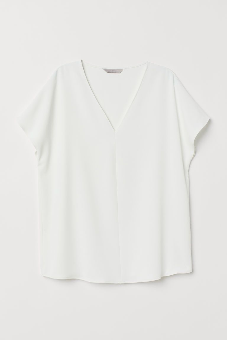 H & M - V-neck Blouse - White | H&M (US + CA)