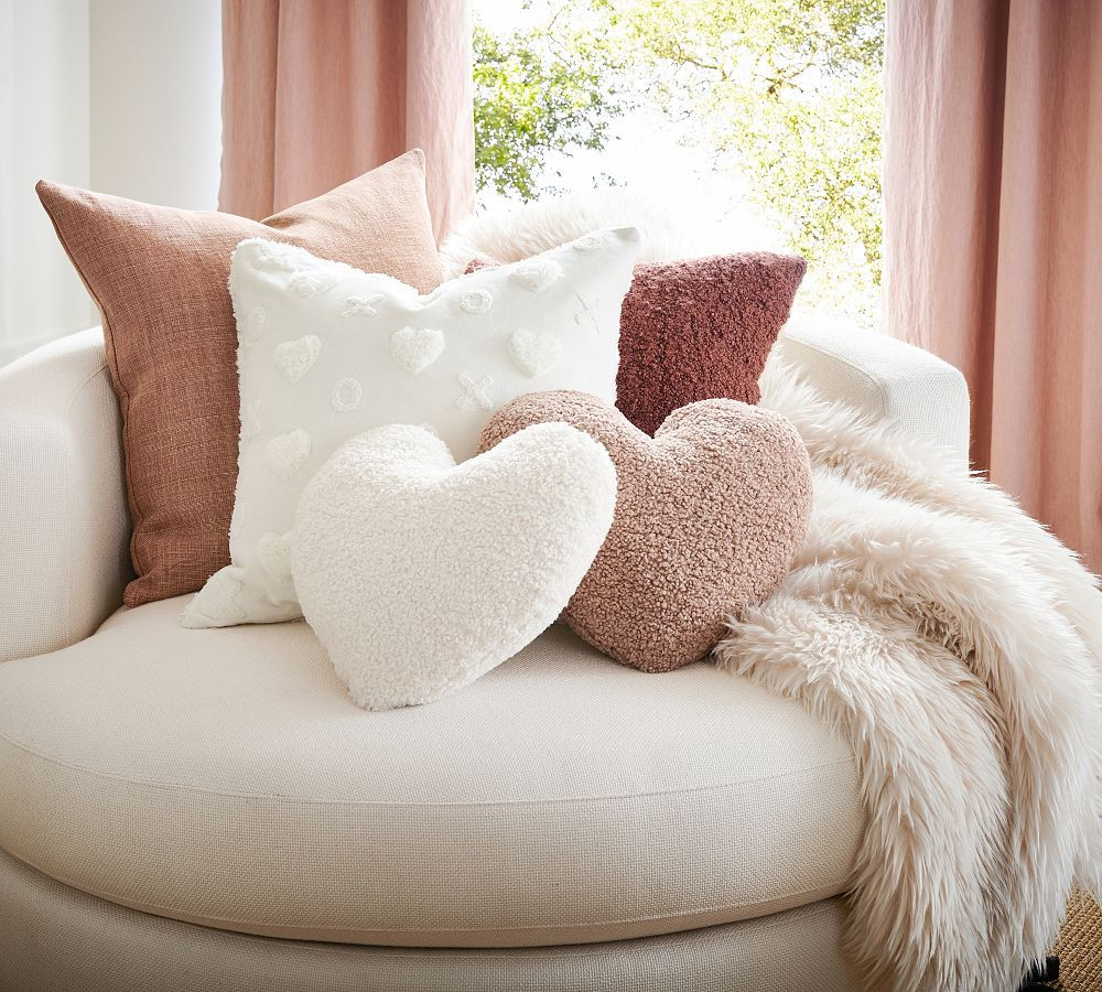 Cozy Teddy Faux Fur Heart Shaped Pillow | Pottery Barn (US)